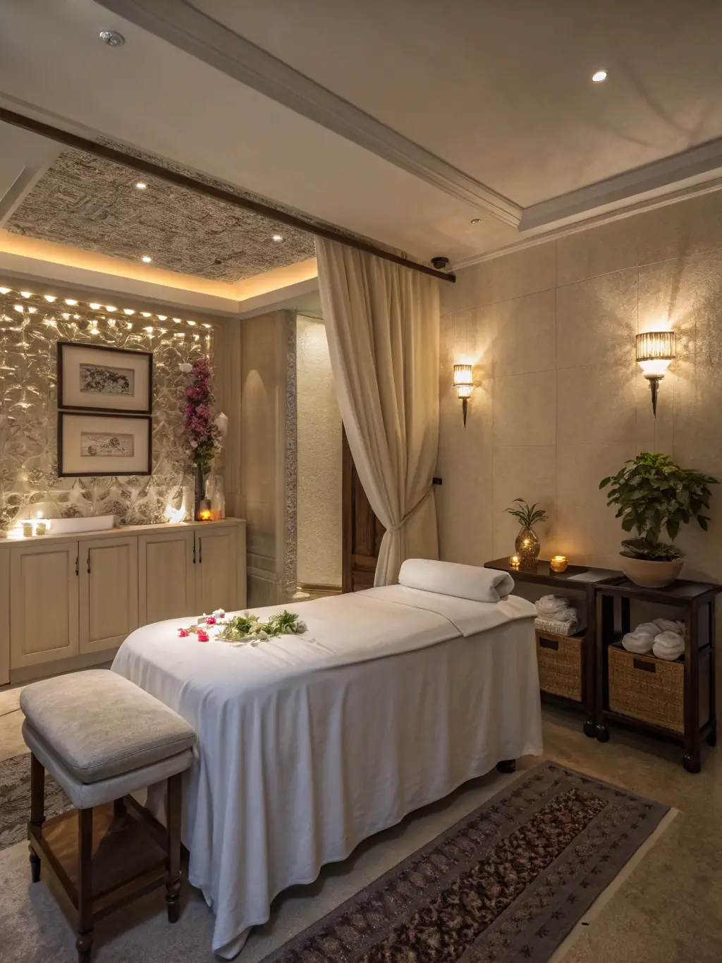 A woman receiving aromatherapy treatment at RelaxZone, with essential oils being gently massaged into her skin. The image should convey a sense of calm and well-being.